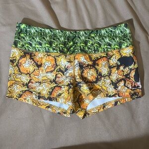 Green and Yellow Women's Workout Shorts